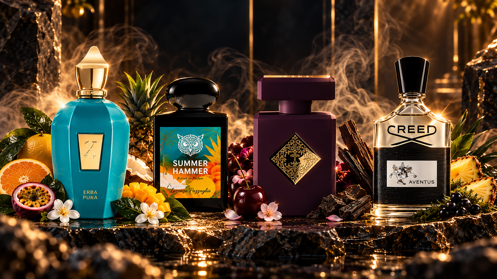 Selección de perfumes entre frutas, flores y maderas